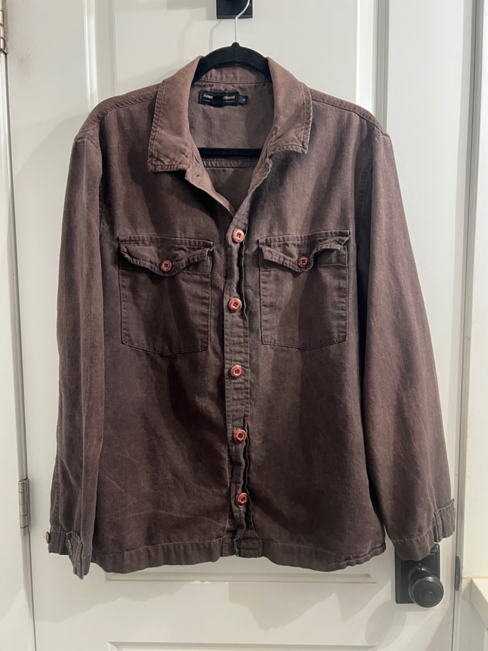 American Apparel Washed Brown Shirt Jacket